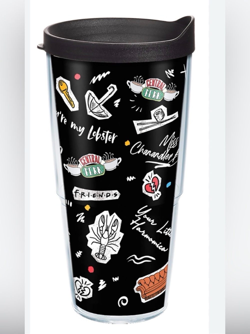 Friends TV Show Icons Travel Tumbler‎ You're My Lobster Central Perk 24oz Black